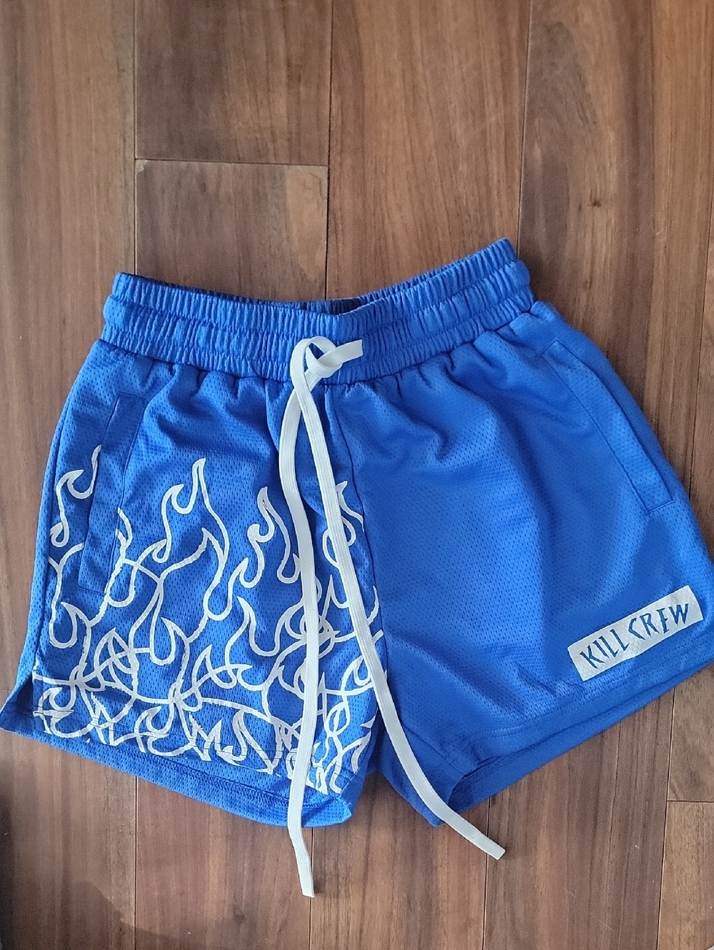 Kill Crew Royal Blue Women's Athletic Shorts with White Flame Accent